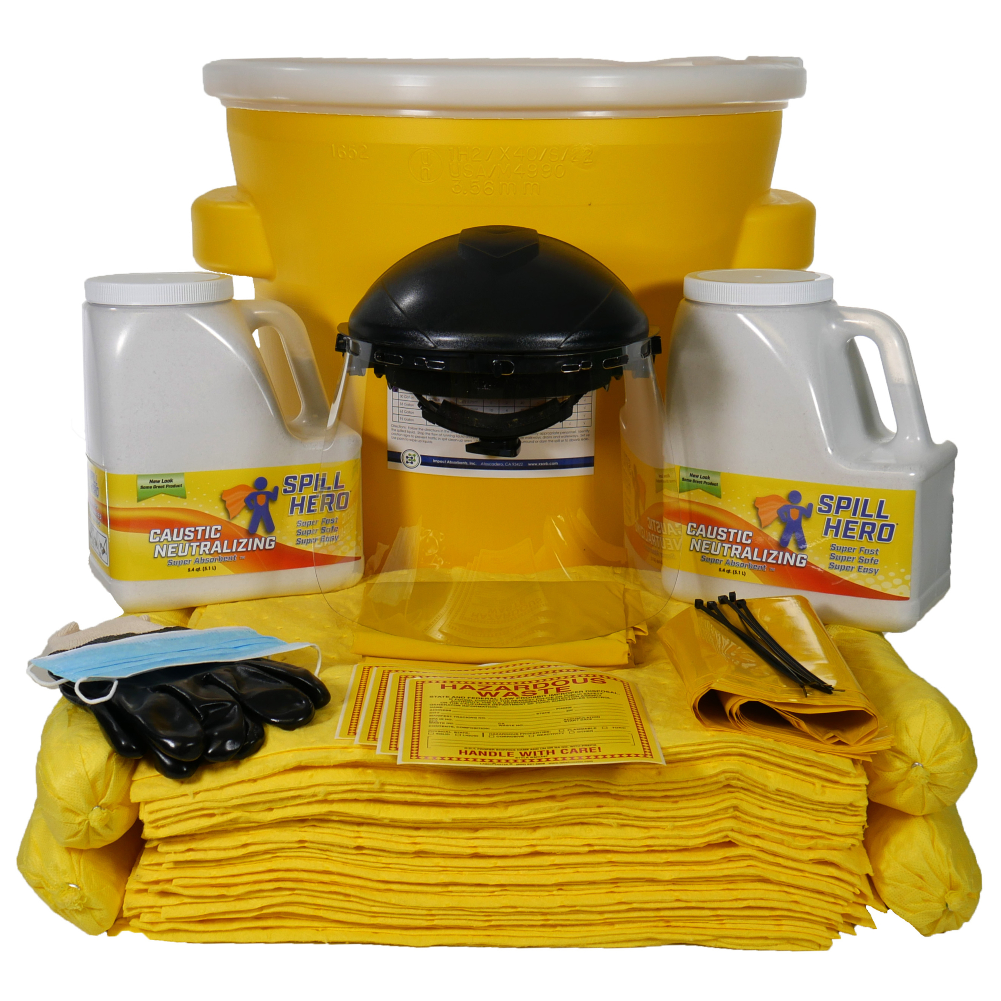 Spill Hero Caustic Neutralizing Spill Kit - 20 Gal. Drum, Granular Absorbent, Model# XKD20B